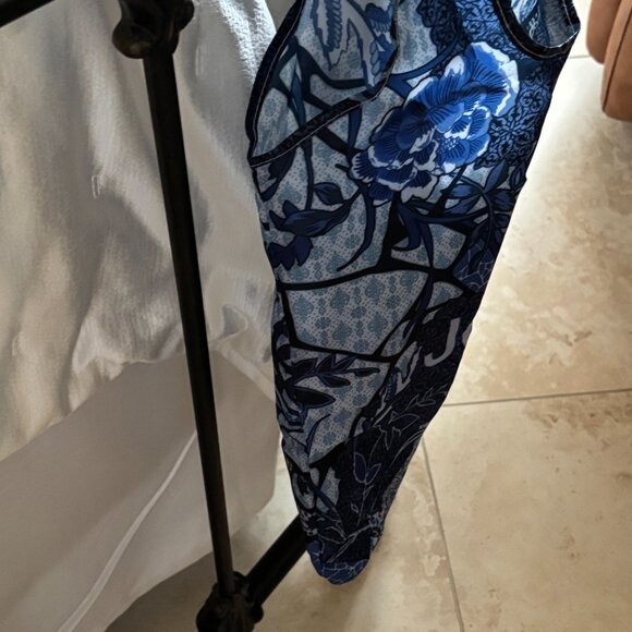 Johnny Was Blue Nylon Silky Tote Bag - Picture 11 of 13